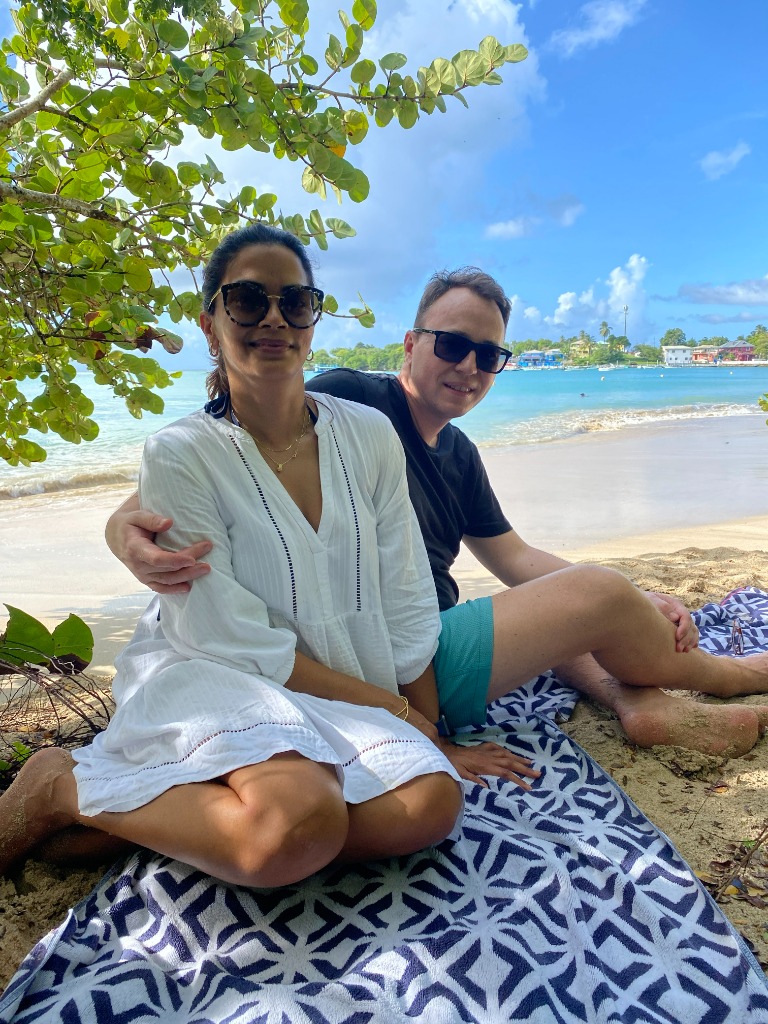 På stranden i Tobago